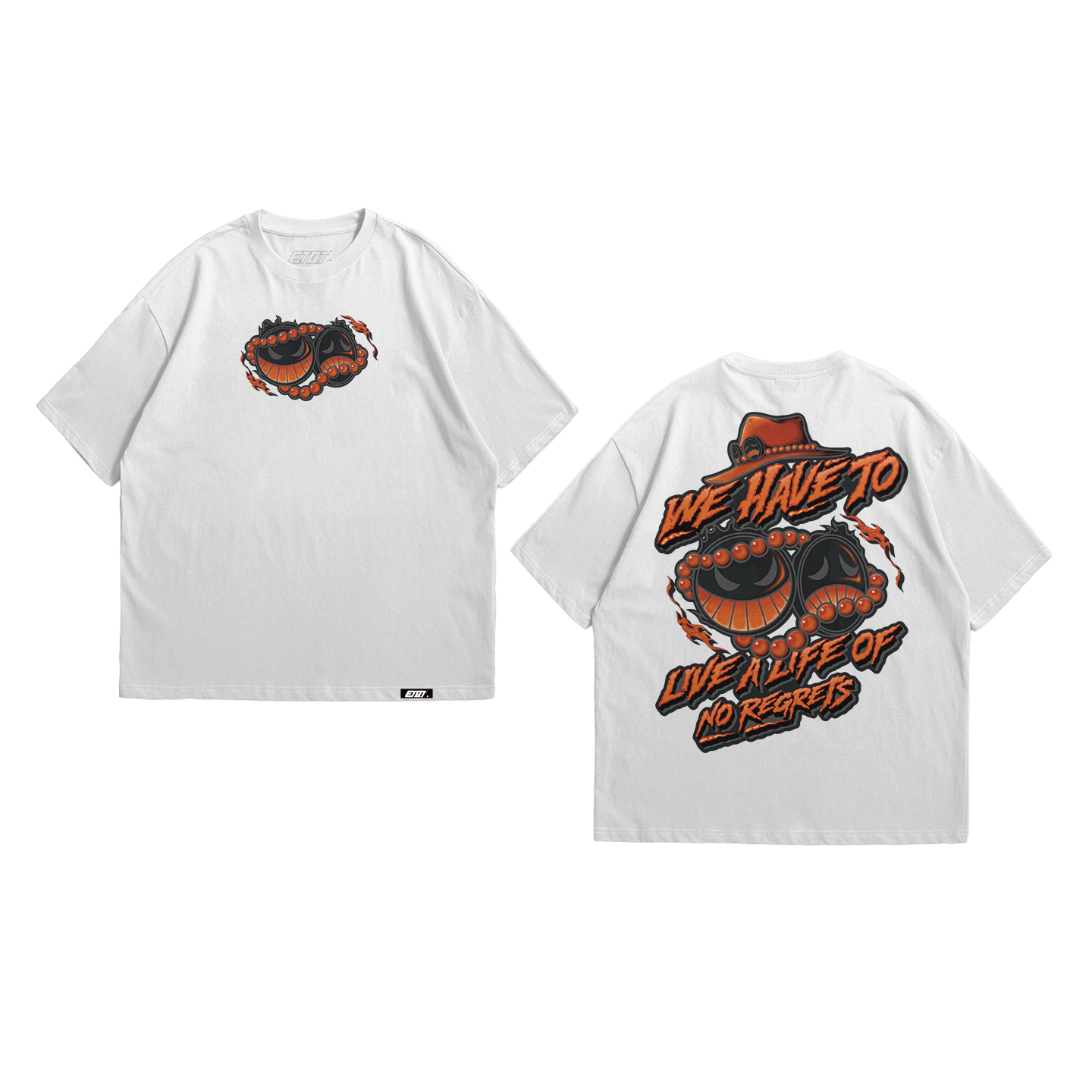 T-Shirt - One Piece - Portgas D. Ace Typography Art