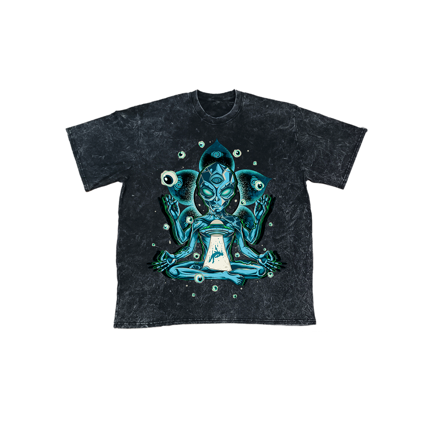 [New Released] Acid Washed Shirt - Oversized - Alien Shirt - Eyes of Cosmos