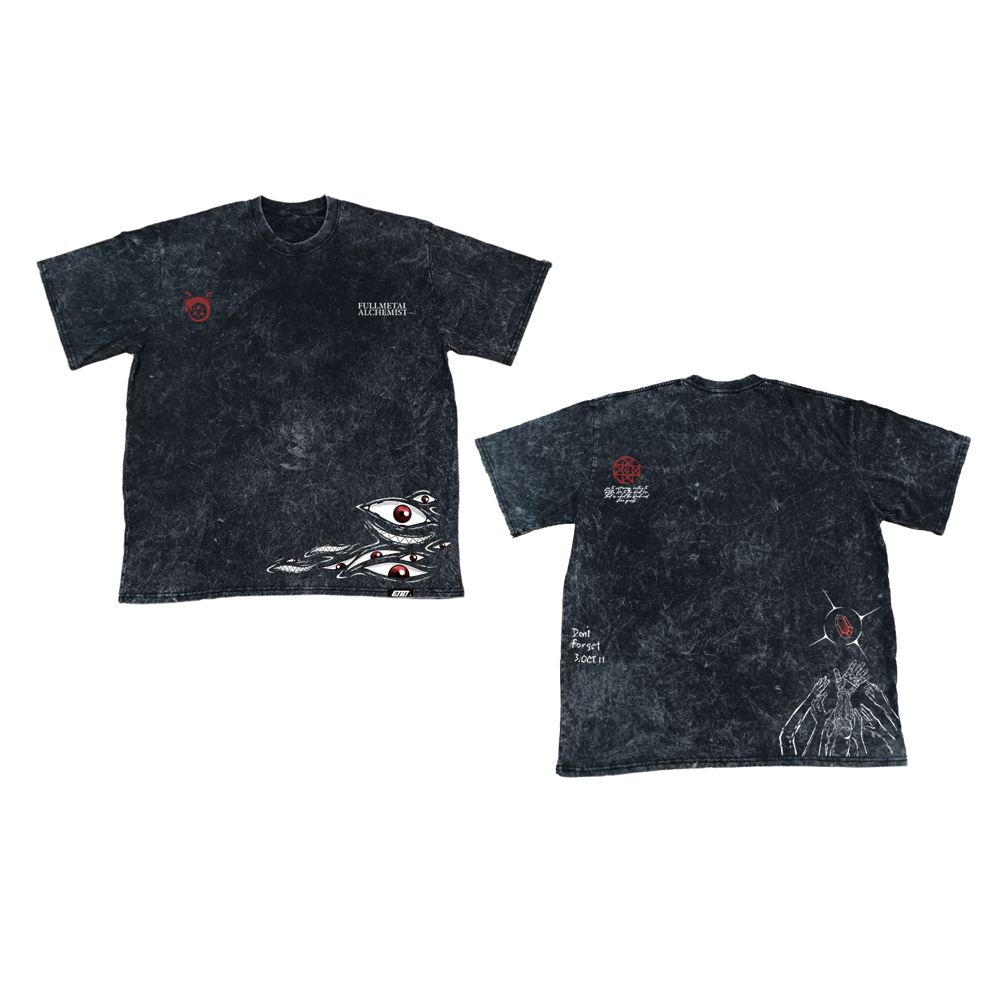 [New Released] Acid Washed Shirt - Oversized - Fullmetal Alchemist - Homunculus v3