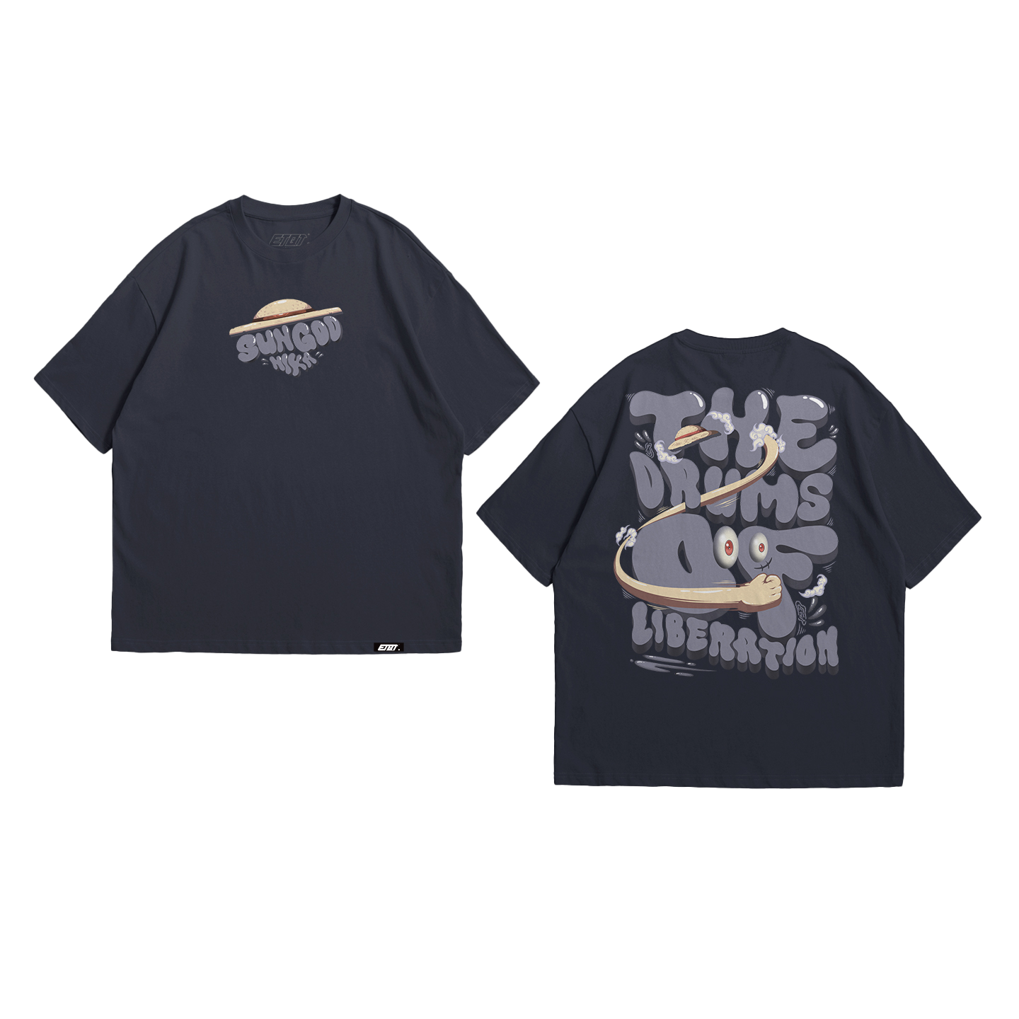 T-Shirt - One Piece - Luffy Gear 5th - Sun God Nika - Typography Art