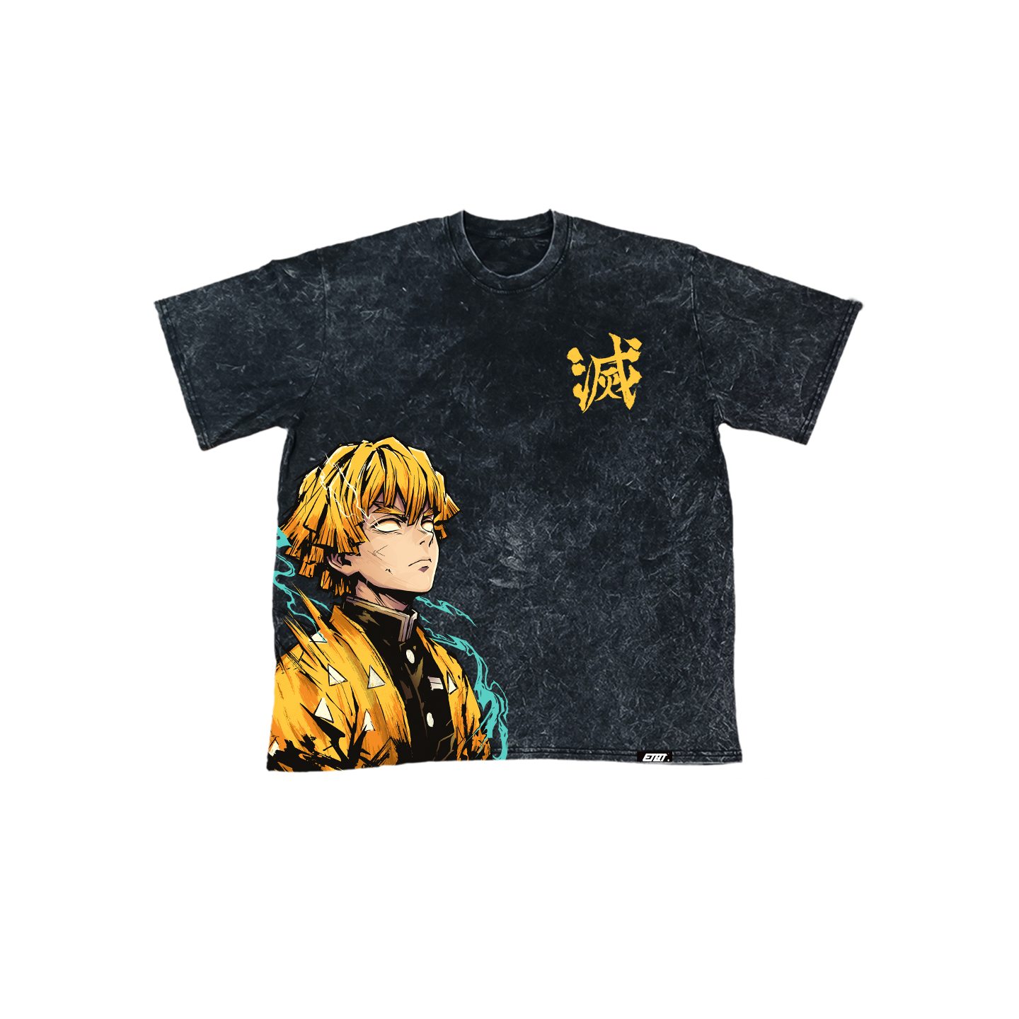 [New Released] Acid Washed Shirt - Oversized - Demon Slayer - Zenitsu Agatsuma v8