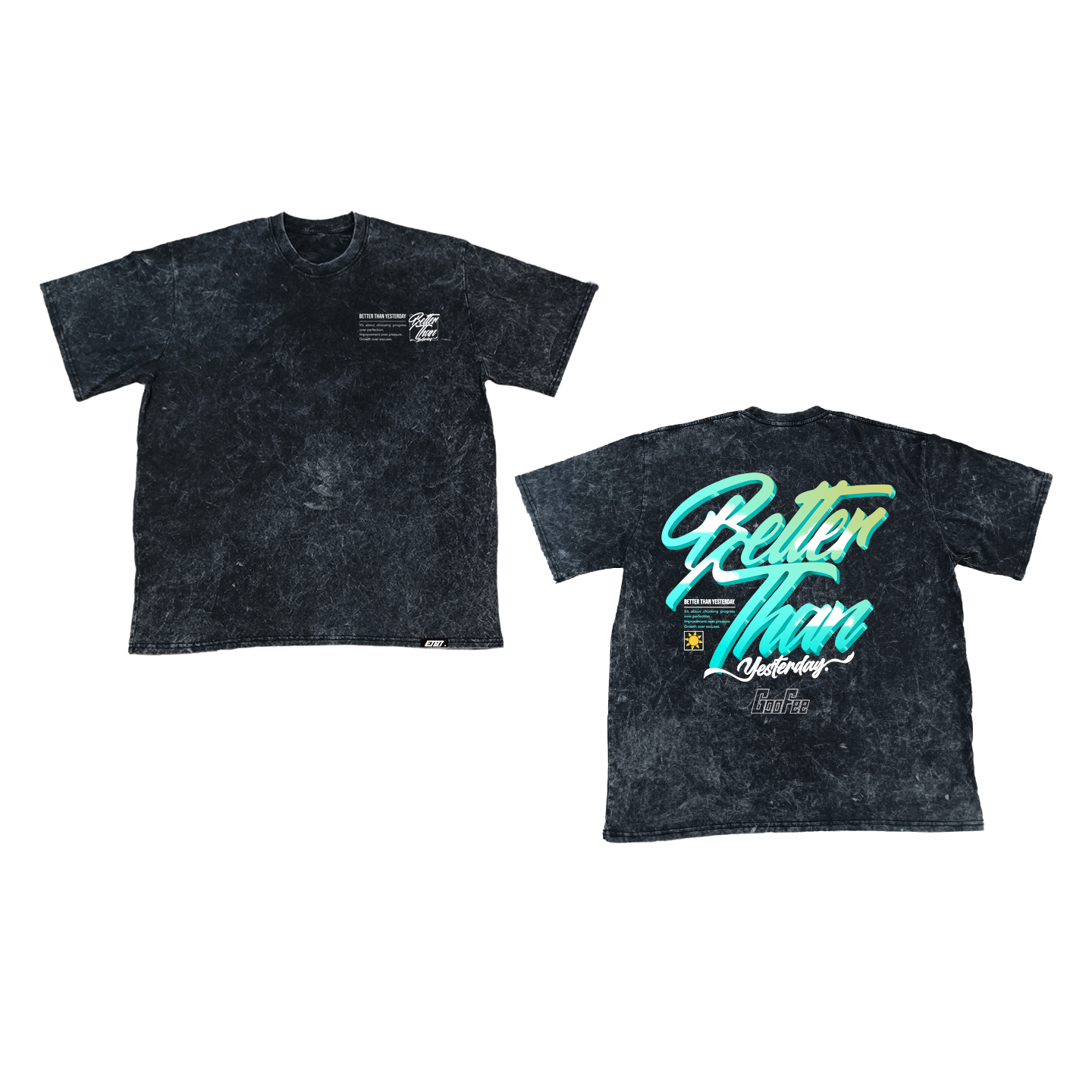 [New Released] Acid Washed Shirt - Oversized - Better than yesterday Typography Art