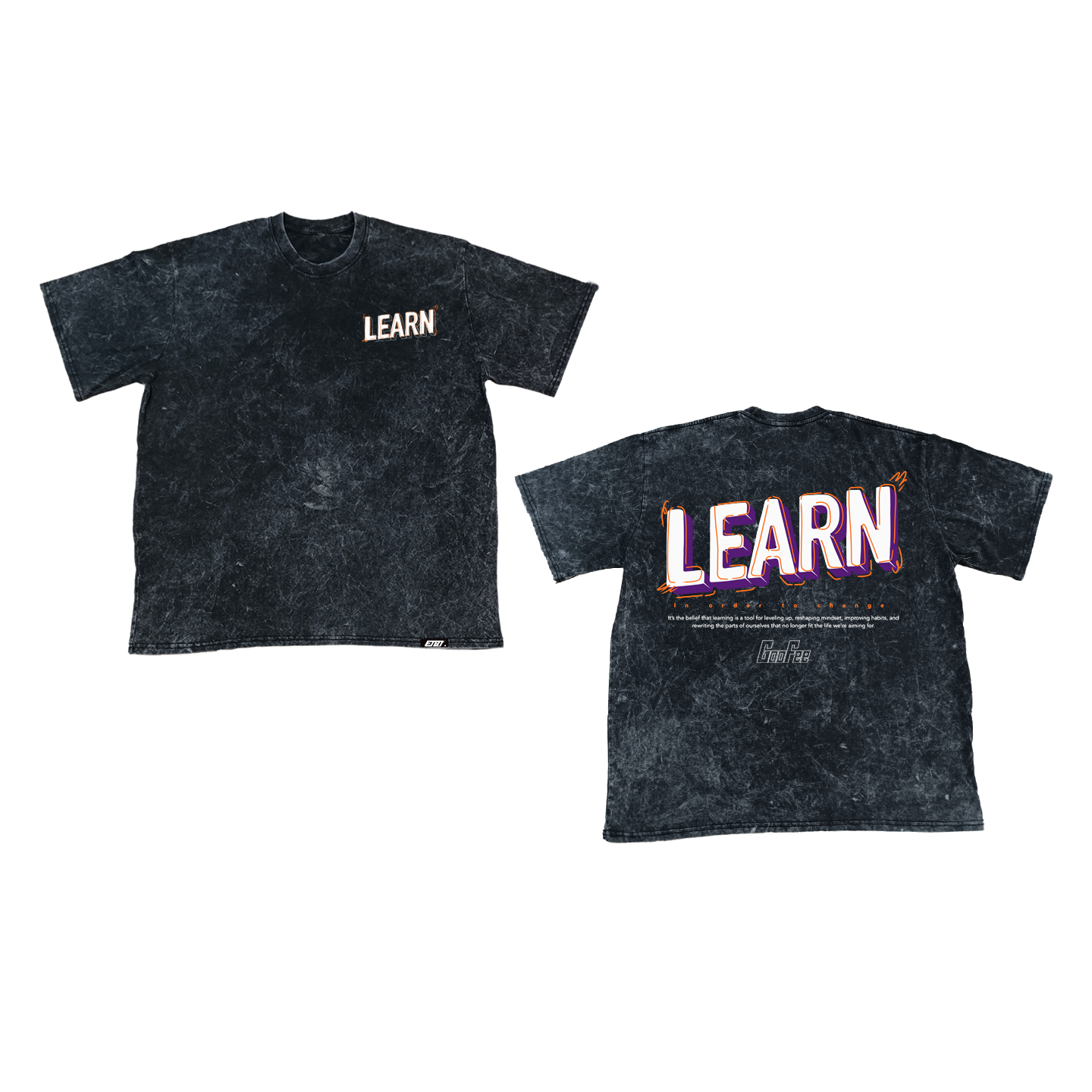 [New Released] Acid Washed Shirt - Oversized - Learn - Typography Art